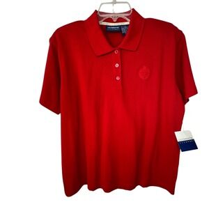 LizSport Liz Claiborne Red Polo Shirt Womens Large NWT Crest Logo Golf VTG 90s